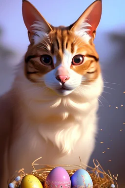 Jesus and easter eggs and cats bokeh digital painting extremely detailed studio lighting crisp quality and light reflections 8k cinematic lighting portrait photorealistic ultra detailed cinematic postprocessing focused