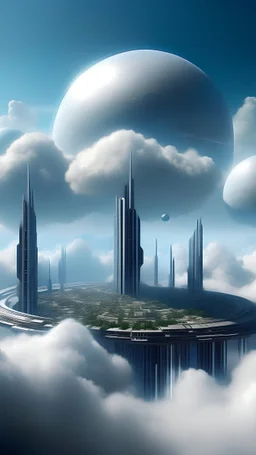 sci fi planet, cloud city
