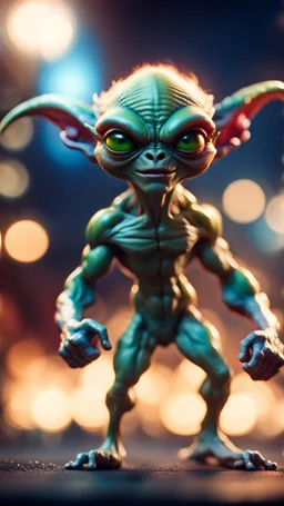 alien gremlin virgin flexing muscles in heaven,bokeh like f/0.8, tilt-shift lens 8k, high detail, smooth render, down-light, unreal engine, prize winning