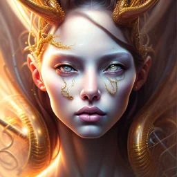 Medusa,com olhos amarelos, hiper realista, hiper detalhado, corpo inteiro, vallejo, wlop, rossdraws, artgerm