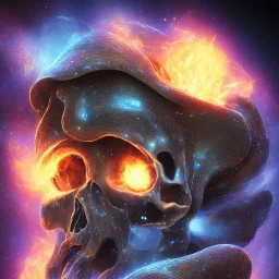 metal magic armoured skull MUSHROOMs stars galaxy SPACE lANDSCAPE BURNING IN BLUE FLAMES hellfire abyss