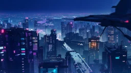 Clear Focus, High resolution, Cyberpunk skyline, comic style