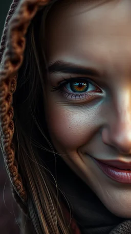 A beautiful eyes of a woman’s smiling? High quality 16k cinematic scene and great photography