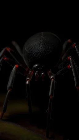 Black widow spider in the dark