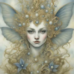 Watercolor, antique watercolor illusion, transparency, detailed, careful airbrush painting, abstraction + surrealism, Carnival Doré intrications of a bizarre mind, with hemp and monstrous claws, multi-eyes cats fly to devour&a kind elven fairhair woman, Caurien Chicory, turns winter into summer in a fairy-tale of a fantastic Timeless Theater, pearls, Swarovski crystals, leather, turquoise, gold, olive, mother-of-pearl, silver, avant-garde, grotesque, depth, best quality, minimalism, frost, glow