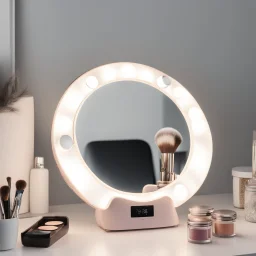 A bright makeup mirror with light