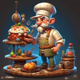 a cartoon character thirty years old confectioner , an ultrafine detailed painting by senior character artist, featured on polycount, sots art, artstation hd, 2d game art, behance hd
