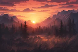 background of a sunset in the wilderness