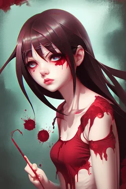 Popular art: girl and blood