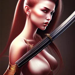 Beautiful women with katana sword