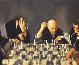 Complex Surgical Instruments,Putin, President Xi Of China And Joe Biden Play Chess with a Newborn Boy,Minimalism,Painting By Lucian Adrian Ghenie,Michelangelo,Freud,Rene Magritte,Salvador Dali,Pablo Picasso