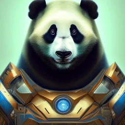  A beautiful portrait of a "cyborg panda" , full-scale head and shoulders portrait, 8k resolution concept art portrait by dynamic lighting hyperdetailed intricately detailed Splash art trending on Artstation triadic colors Unreal Engine 5 volumetric lighting Splash art fantasy"