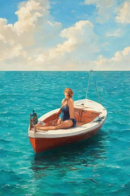 on a boat, in the style of Man Ray