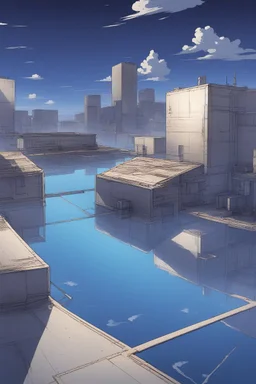 the space with just an water surface and sky with anime style