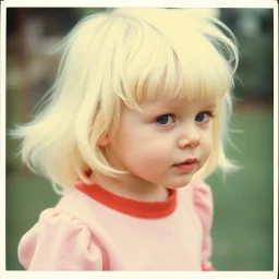 White haired wednesday addams as a child, polaroid, 1970s