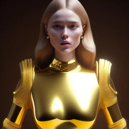 beautiful cosmic golden woman, long hair, nice smiling, magic glamour make up, delicate colors, beautiful glamour galactic golden dress, ultra sharp focus, 8k, unreal engine 5, extremely sharp detail, light effect, soft light atmosphere of a spaceship, smooth, full of details, face in front, complete vision of body