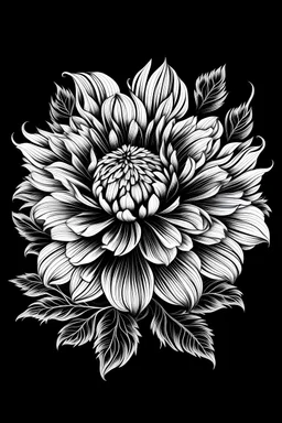 Ambrosia flower BLACK WITHE DRAWING