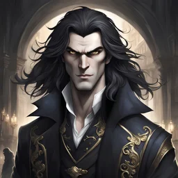 generate a Vampire the Masquarade character portait of a male city Gangrel. he has long, dark hair. he is strongly built. he has a beautiful face. he looks more human than vampire. he is young.