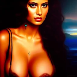 portrait of beautiful busty Zoe Washburne - Serenity / Firefly painting by Brom , oil on canvas, cinematic composition, extreme detail,fit full head inside picture,8k