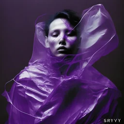 wearing a purple translucent cloth