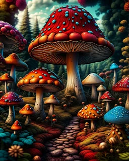 mushroom , colorful page, coloer background, digital Art, perfect composition, beautiful detailed intricate insanely detailed octane render trending on artstation, photorealistic concept art, soft natural volumetric cinematic perfect light, chiaroscuro, masterpiece, oil on canvas, raphael, caravaggio, greg rutkowski, beeple, beksinski, giger, black and white still, digital Art, perfect coloer, read,green, blew,white, ((((colorful)))))