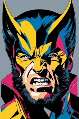 Wolverine from The X-Men, Andy Warhol Style Pop Art, and Very Detaled