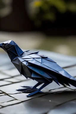 an origami crow in a real world