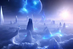 ciewl cosmique, vaisseaux cristals, , ambiance bleuté