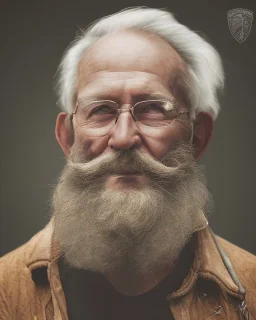 brent peterson, old man, portrait, beard, stoned, photorealistic