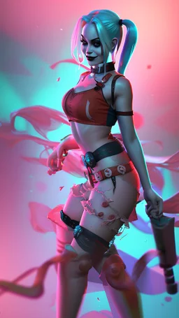 Harley Quinn, violent, high delicate defined details, beautiful, atmospheric, rain, matte, 3 d 8 k octane rendered, sharp focus, illustration, high detail, ultra realistic, highly saturated colors