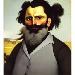 Retrato de un hombre con barba y canas llamado Jacobo Santiago Mozos con el estilo de Gustave Courbet