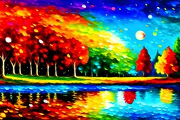 Colorful autumn landscapes in the style of expressionist paintings contemplating oil paintings, Van Gogh, Klimt, Renoir Bokeh beautiful dreamy view of Van Gogh Yossi Kotler art