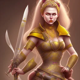 lady warrior with yellow top and rose ace