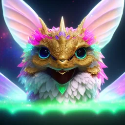 super cute fantasy creature, cute big circular reflective eyes, galactic glitter background, delicate colors, ultra detailed, smooth, light effect，vaporwave colorful, smooth, extremely sharp detail, finely tuned detail, ultra high definition, 8 k, unreal engine 5, ultra sharp focus