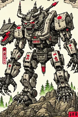 Werewolf drawn as a giant Japanese robot