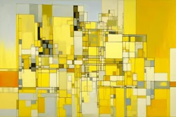A light yellow heavenly ruins painted by Piet Mondrian