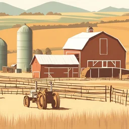 Vector. Minimal. color. 2D animated. agriculture Work on the farm. 1800 AD. Digital painting, Old