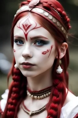 Princess with red skin and white facial markings