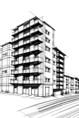 Панельные многоэтажные квартиры черно-белый скетч