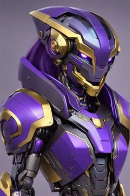 Human Like Cyborg, Royal purple and Gold, Combat Robot, Dangerous, Strong, Magic