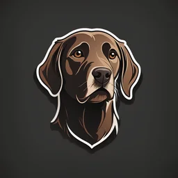 A minimal vector brown labrador dog sticker logo of a sucessful brand, award winning, black background, white outline, HQ