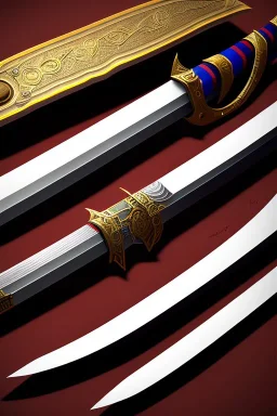 a katana on a table, photorealistic, hd, detailed