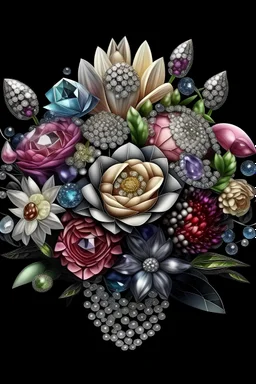 realistic image of a bouquet of flowers made of diamonds