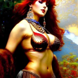 Drawing of beautiful face busty red Sonja,Sweet stare, balanciaga fashion clothe painting by gaston bussiere, greg rutkowski, yoji shinkawa, yoshitaka amano, tsutomu nihei, donato giancola, tim hildebrandt, oil on canvas, cinematic composition, extreme detail,fit full head inside picture,16k