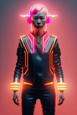 MCU Portrait, Front image. cyberpunk Asian woman, pink short hair. Ceramic, rabbit mask, latex suit. Red, black, gold, color. Punk style, minimal details. highly detailed, concept art, smooth, unreal engine 5, god rays, ray tracing, RTX, lumen lighting, ultra detail, volumetric lighting, 3d, finely drawn, high definition, high resolution.