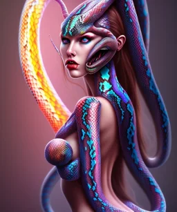 Sexy alien princess warrior colorful snake skin