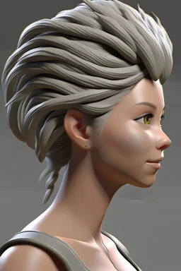 female 3d character hair