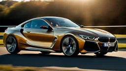 A sleek with livery (((BMW Chironz))), its contours and details perfectly captured in a (((cinematic view))), zipping along a winding road under a beautiful blue fresh morning sky