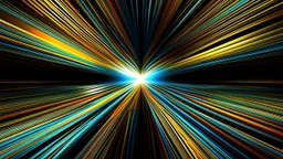 Pictorial field dominated by luminous diagonal bands crossing at the center, paint mixed with metallic powder creating dynamic reflections, sense of energy and motion in the colored lines, Rayonism style.