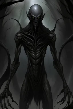 Species Name: Obsidian Drakul The Obsidian Drakul are an enigmatic gothic alien species that evoke a sense of darkness and elegance in their appearance. Here is a description of their unique features: Physical Characteristics: The Obsidian Drakul are tall and slender beings, averaging around 7 to 8 feet in height. Their bodies possess a graceful, almost ethereal quality, with pale, porcelain-like skin that contrasts sharply against their predominantly black attire. Skin and Features: Their sk